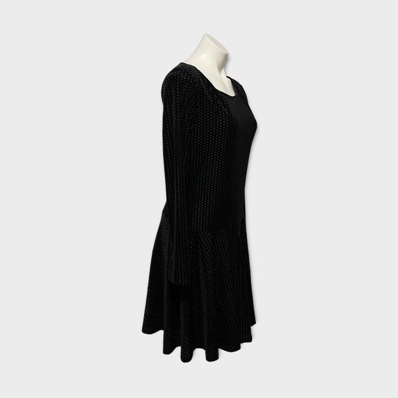 Ivanka Trump Black Textured Long Sleeve Velvet Party Dress - Picture 3 of 7